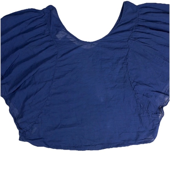 DKNY JEANS Women’s Size L Navy Blue Bat Wing Cotton Embroidered Blouse Flowy - Picture 10 of 10